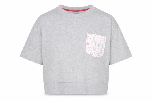 Front view of Adidas Women's Grey XS Cropped T-Shirt - Casual Spring