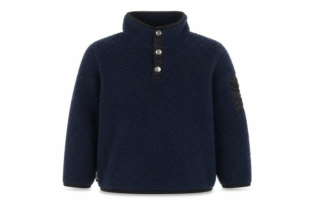 Front view of Regatta boys’ blue fleece henley sweatshirt 8 years