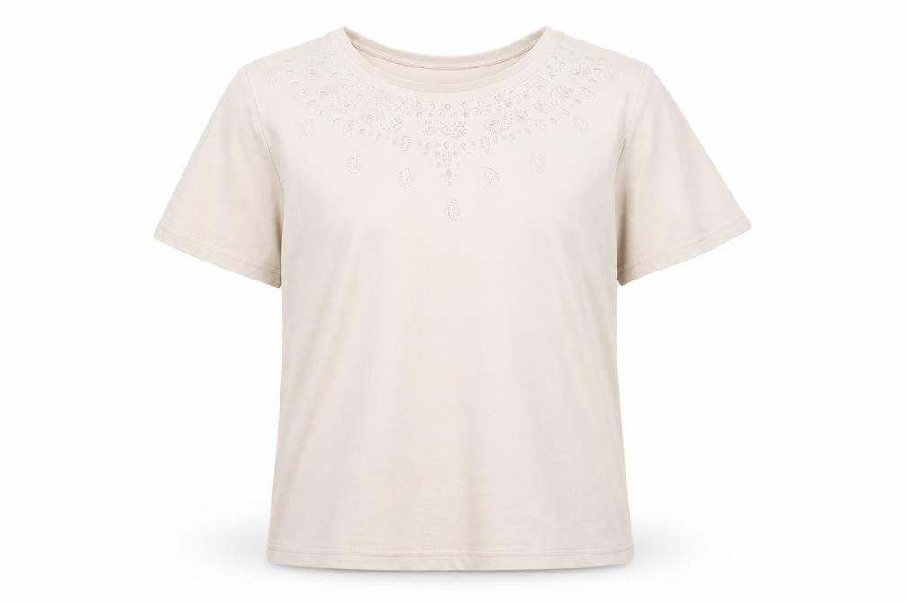 Womens UK Size M Honor Millburn Beige Basic T-Shirt