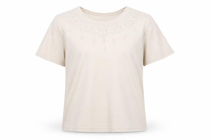Womens UK Size M Honor Millburn Beige Basic T-Shirt