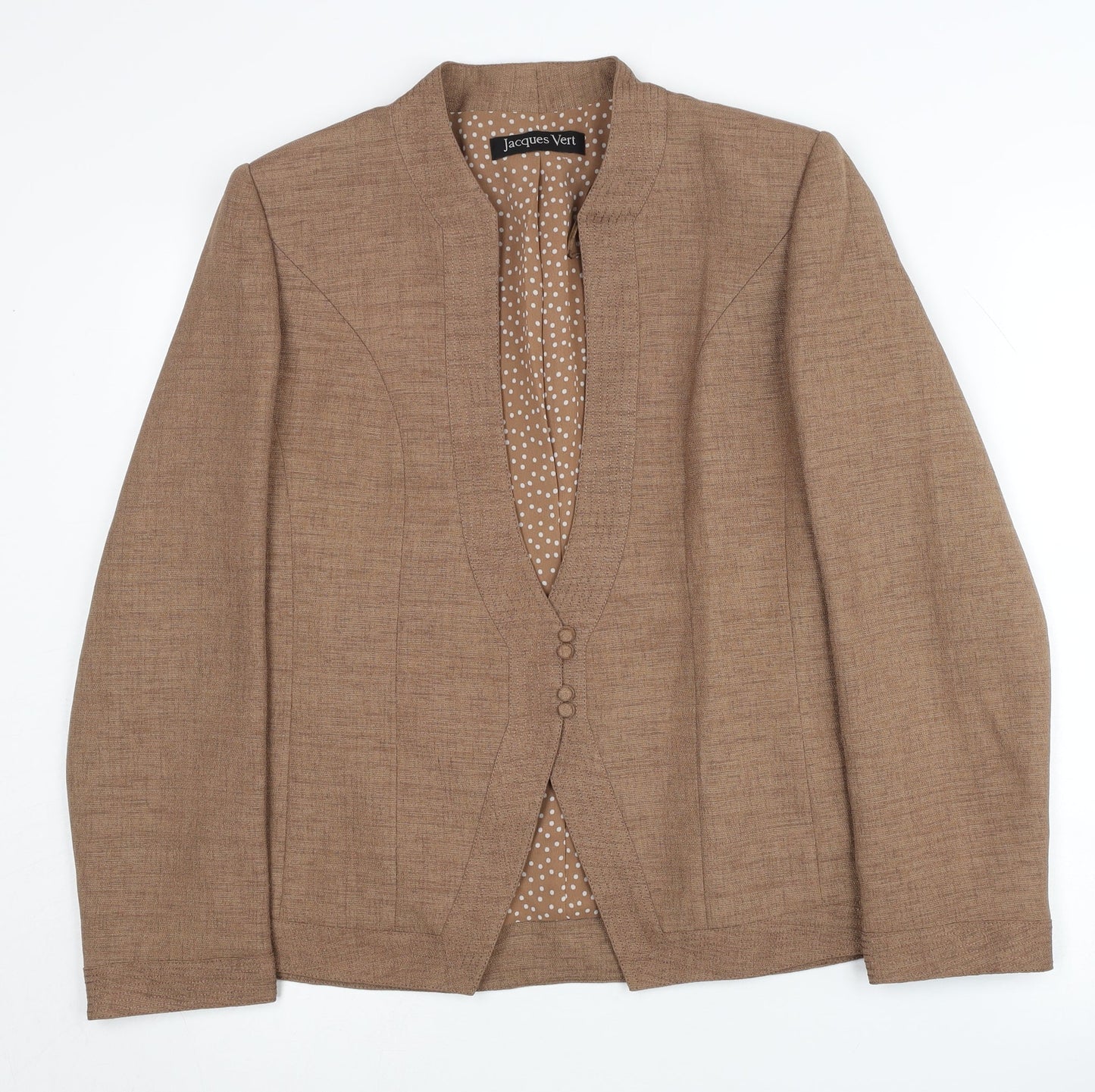 Jacques Vert Women's Brown Blazer Size 12, Polka Dot Lining