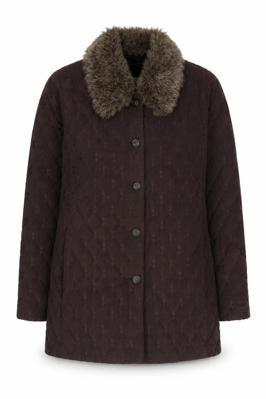 Womens UK Size 10 Eastex Brown Quilted Coat