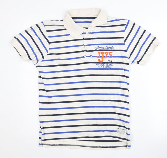Jack & Jones Men's Striped Polo, L, Multicoloured