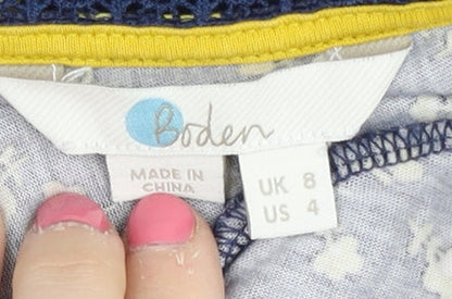 Boden Women's Blue Floral Blouse, UK 8, Lightweight