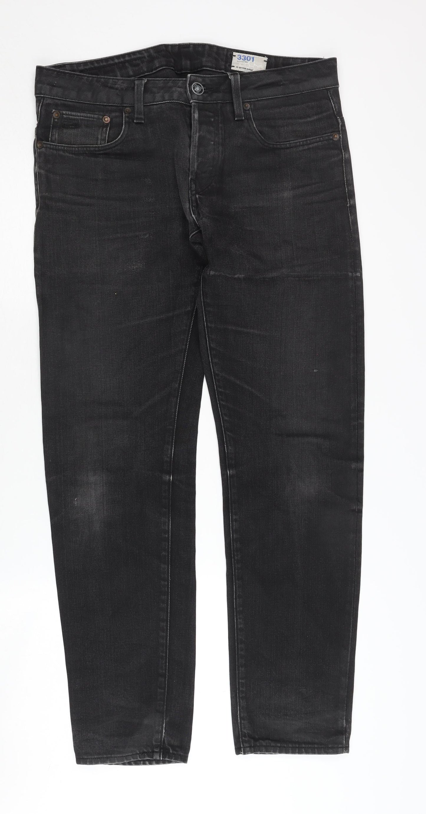 G-Star RAW Men's Black Straight Jeans, Size 32, Regular Fit