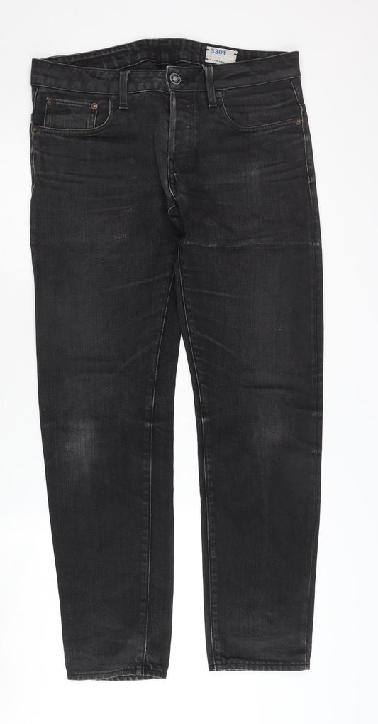 G-Star RAW Men's Black Straight Jeans, Size 32, Regular Fit