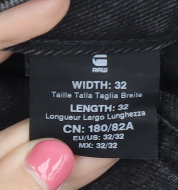 G-Star RAW Men's Black Straight Jeans, Size 32, Regular Fit