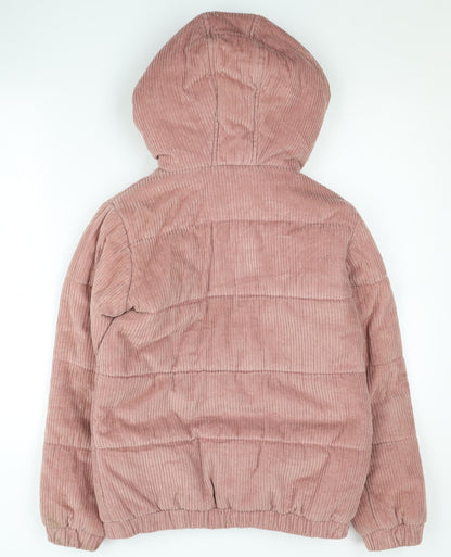 Firetrap Girls Pink Puffer Jacket 13 Years Corduroy Hooded
