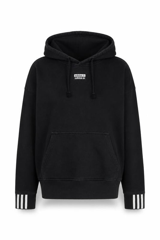 Front view of Adidas Women's Black Hoodie, Medium, Brand Logo