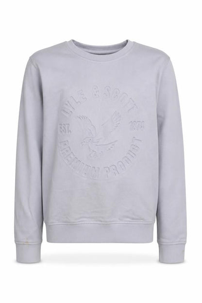 Front view of Lyle & Scott boys’ grey pullover sweatshirt 10-11 years