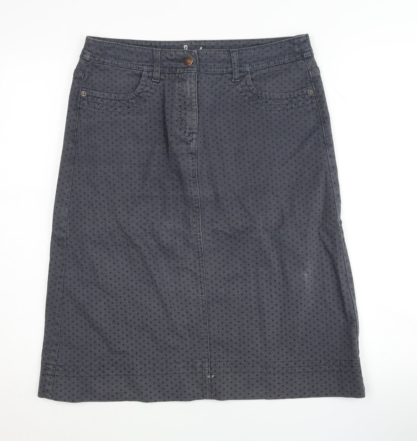 Boden Women's Grey Polka Dot Denim Skirt Size 12