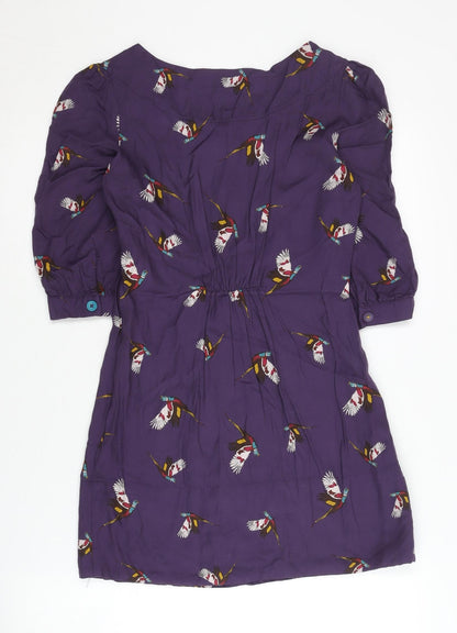 Joules Women's Purple Viscose Dress - Size 6