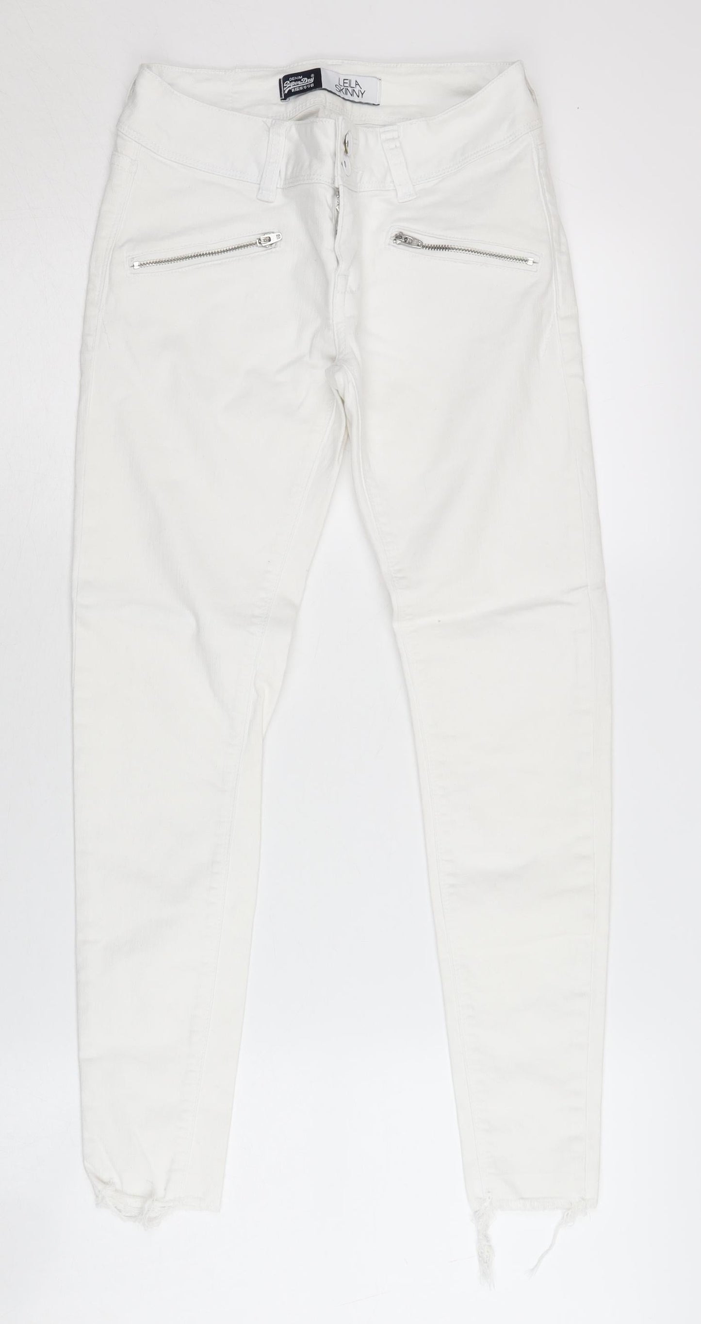 Womens UK Size 2XS Superdry Slim Fit Skinny White Jeans
