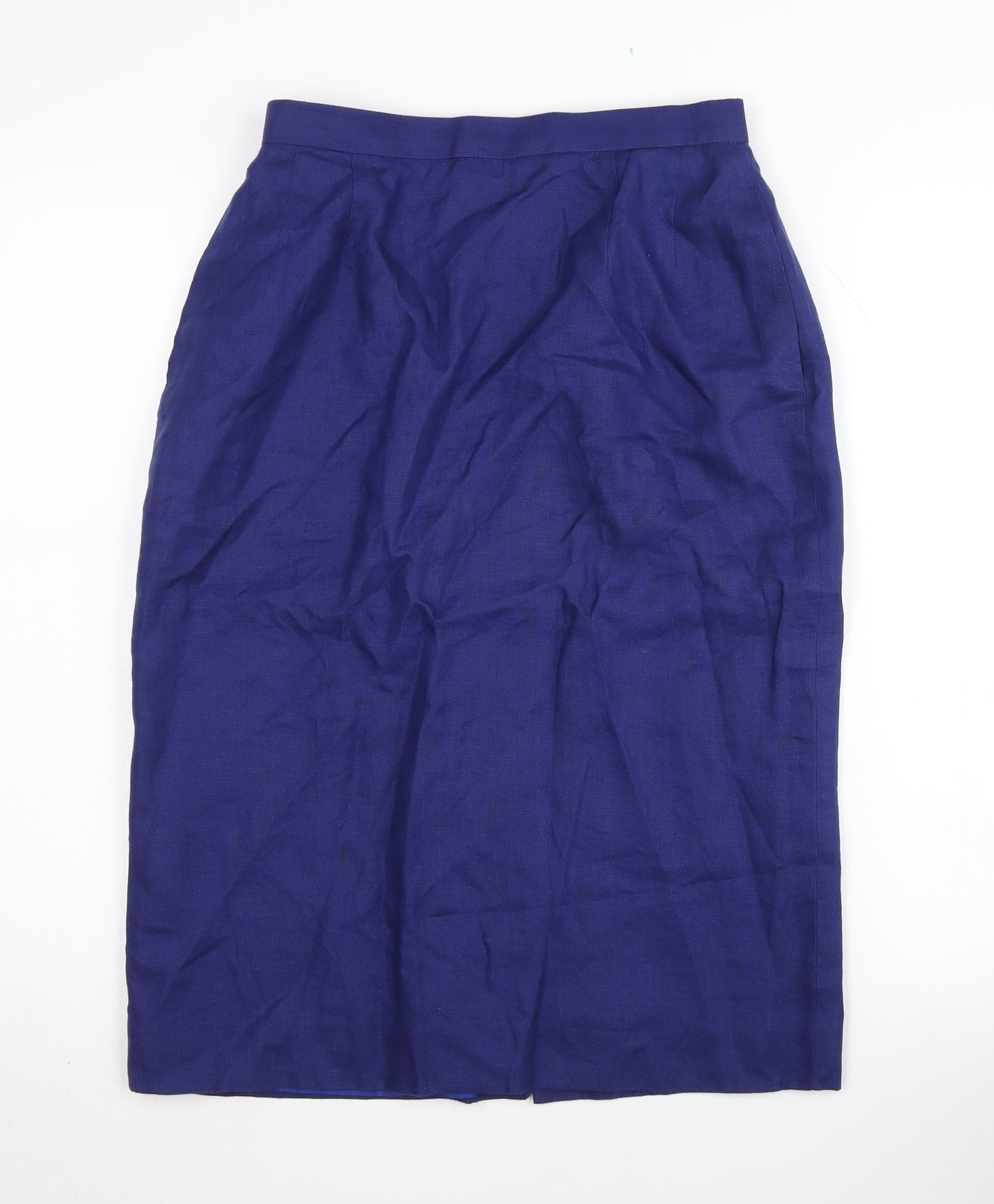 Jaeger Women's Blue Pencil Skirt, UK 12, 100% Flax