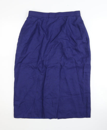 Jaeger Women's Blue Pencil Skirt, UK 12, 100% Flax