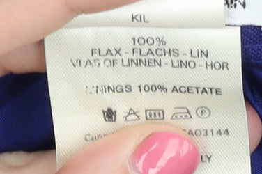 Jaeger Women's Blue Pencil Skirt, UK 12, 100% Flax