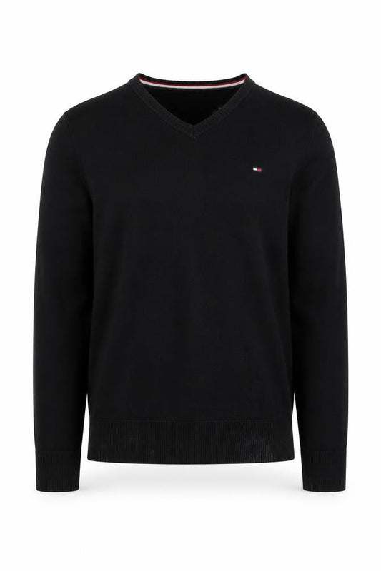 Hilfiger Denim Men's Black V-Neck Pullover Jumper S