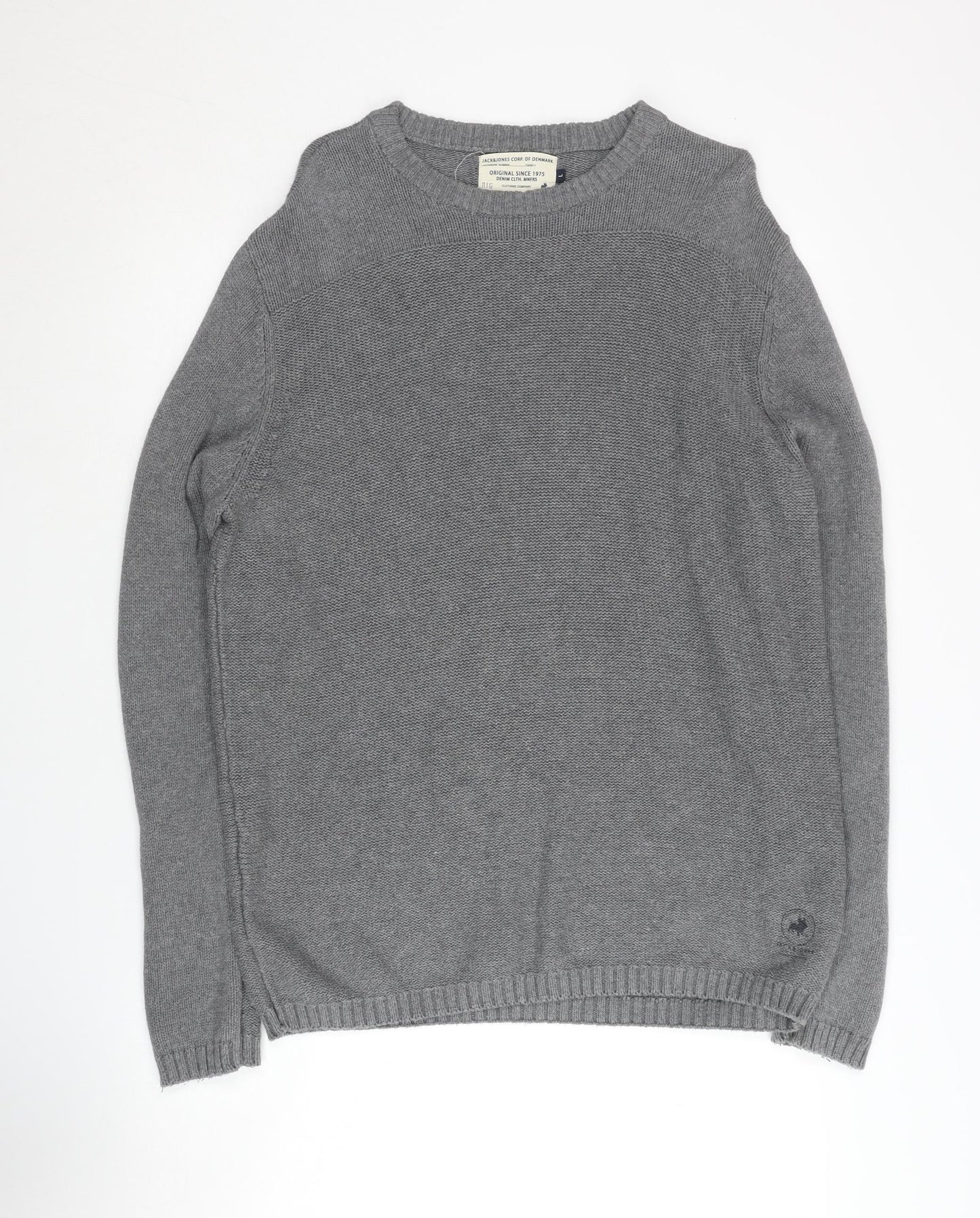 Jack & Jones Grey Cotton Pullover Jumper Men’s L