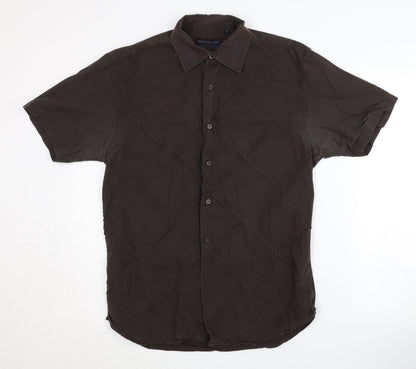 Dehavilland Men's Brown Classic Fit Shirt M