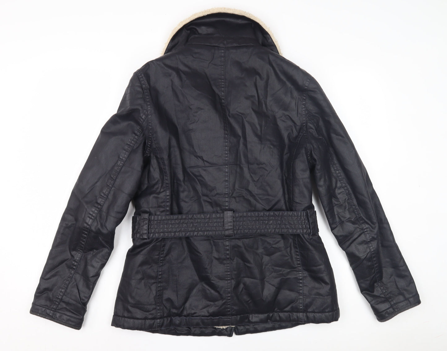 Womens UK Size 10 Marks and Spencer Black Motorcycle Jacket