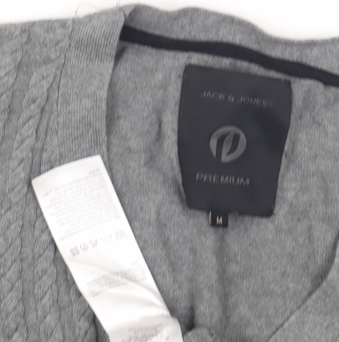 Jack & Jones Men's Grey V-Neck Pullover Jumper - Size M