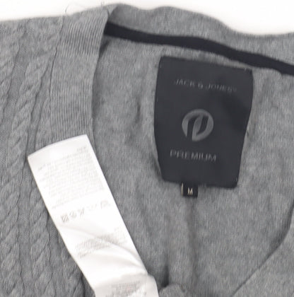 Jack & Jones Men's Grey V-Neck Pullover Jumper - Size M
