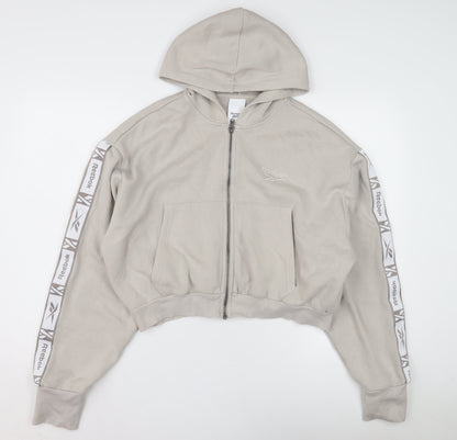 Reebok Women's Beige Full Zip Hoodie L