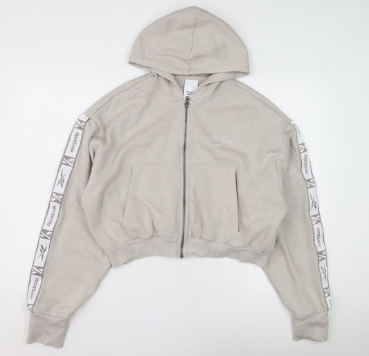 Reebok Women's Beige Full Zip Hoodie L