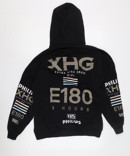 Zara Women’s Black Hoodie S, Graphic Print, New