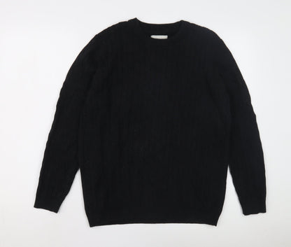 Racing Green Mens Black Cable Knit Pullover Jumper L