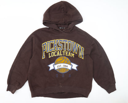 Zara Brown Unisex Hoodie Size L with Basketball Graphic