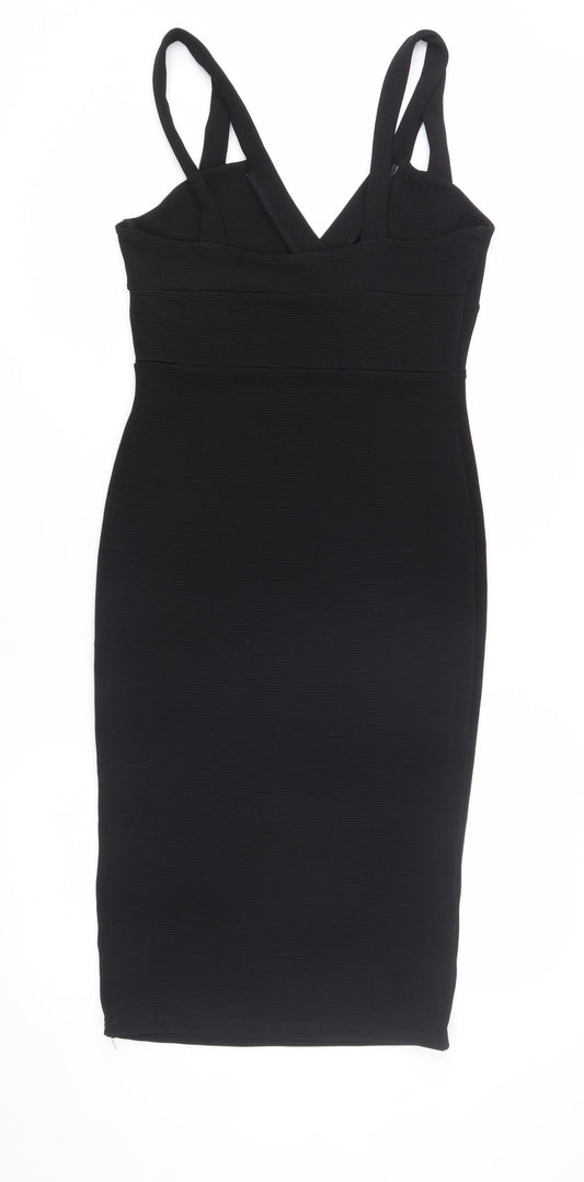 Miss Selfridge Black V-Neck Strappy Dress