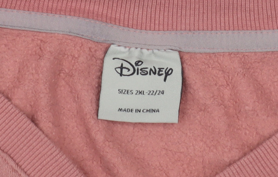Womens UK Size 2XL Disney Pink Pullover Sweatshirt