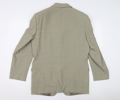 Hugo James Men's Beige Check Blazer, Size 38, Regular Fit