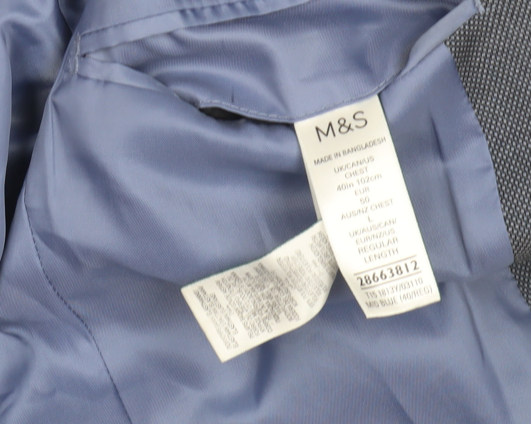 Marks and Spencer Men's Blue Blazer - Size 40 Regular Fit