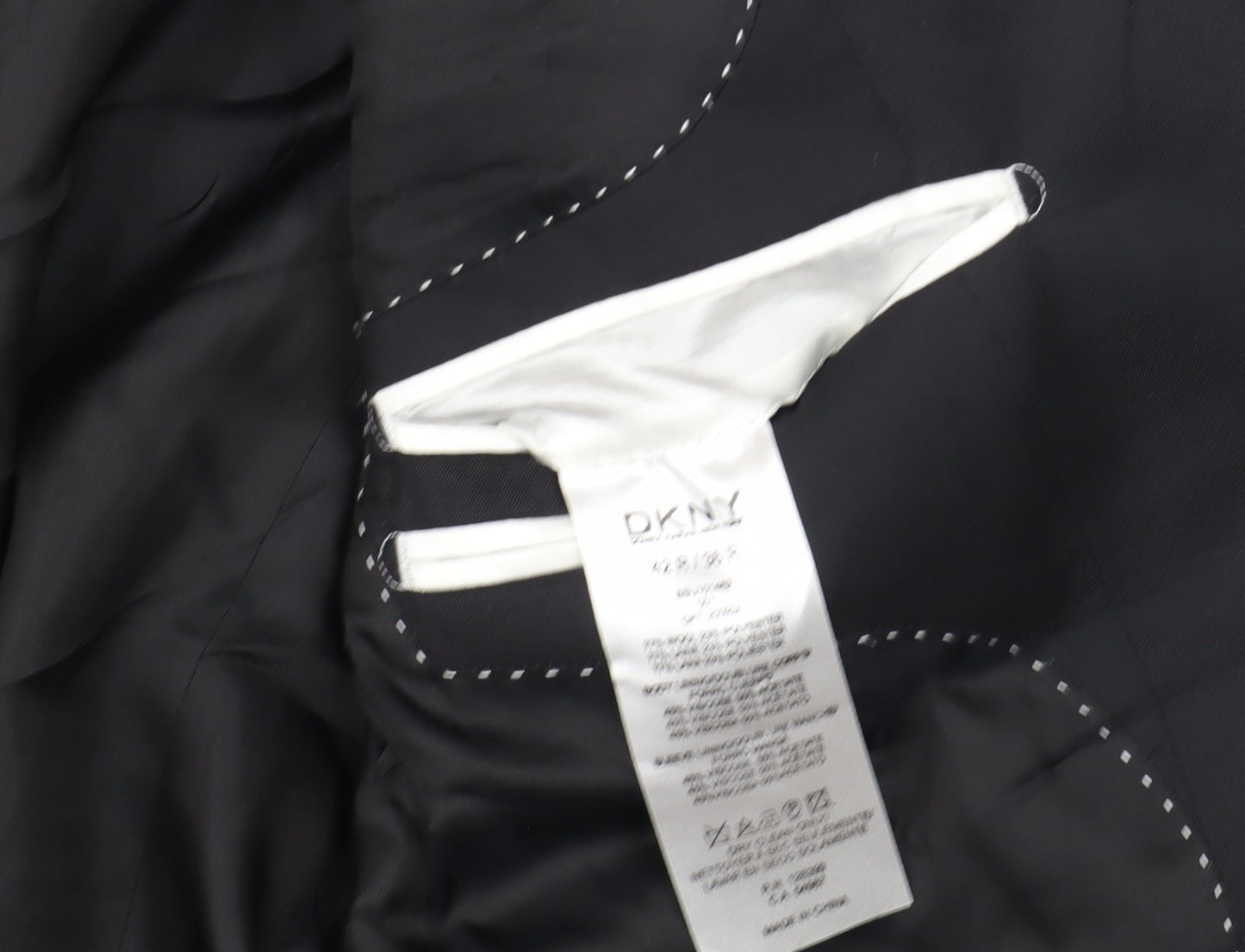 DKNY Men's Black Wool Blazer, Size 42, Single-Breasted