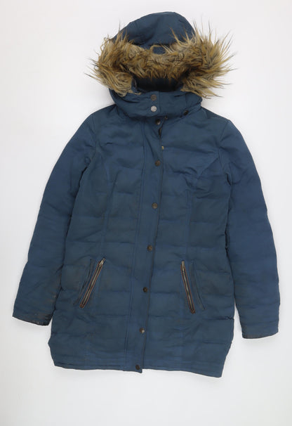 FatFace Women's Blue Hooded Puffer Coat Size 10