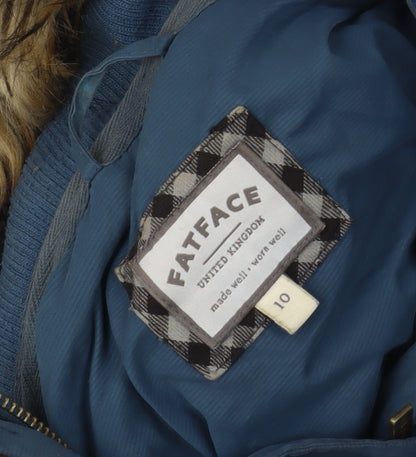 FatFace Women's Blue Hooded Puffer Coat Size 10