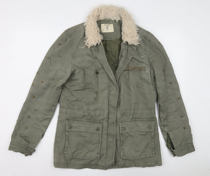 Pull & Bear Women's Green Military Jacket - L