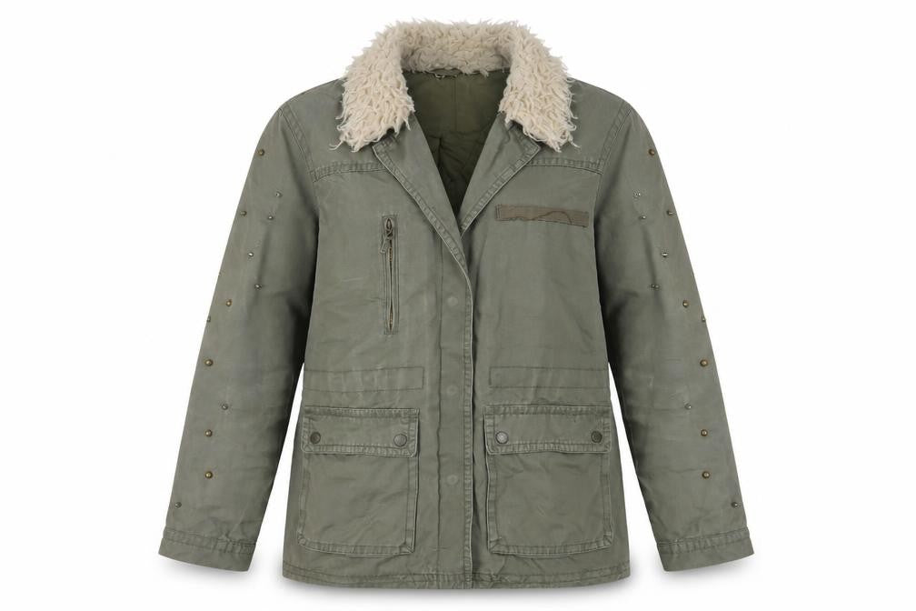 Womens UK Size L Pull & Bear Green Military Jacket