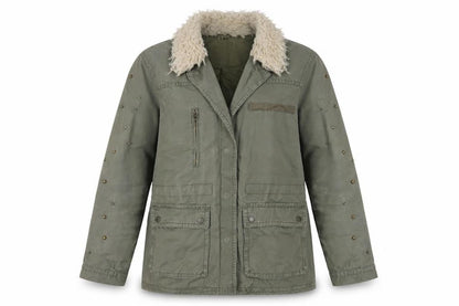 Womens UK Size L Pull & Bear Green Military Jacket