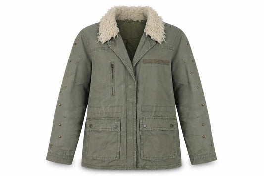 Womens UK Size L Pull & Bear Green Military Jacket