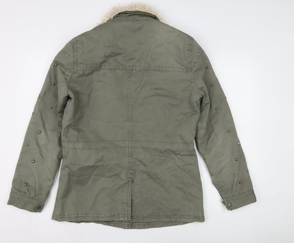 Pull & Bear Women's Green Military Jacket - L