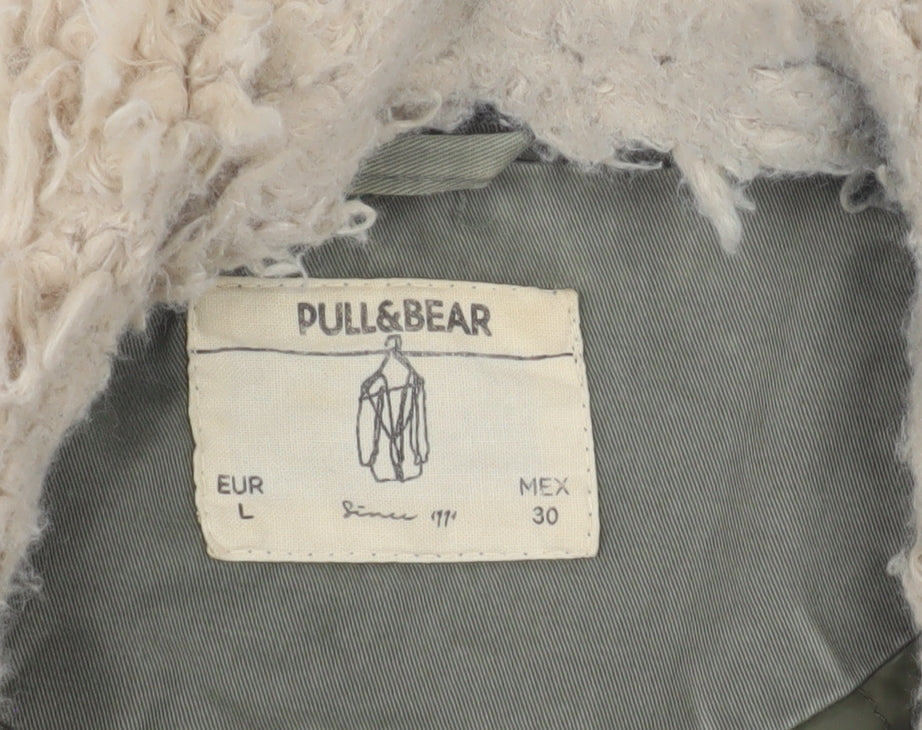 Pull & Bear Women's Green Military Jacket - L