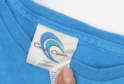 Coastal Classics Boys Blue Graphic T-Shirt Size L, Casual Summer