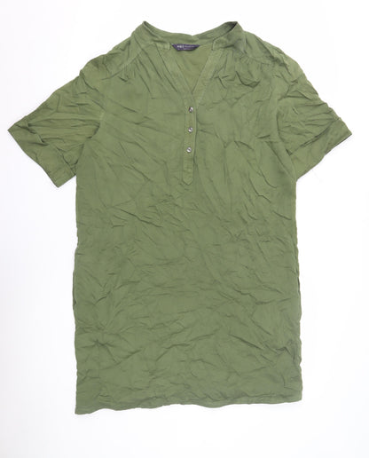 Marks and Spencer Green Henley Shirt Dress Women Size 14
