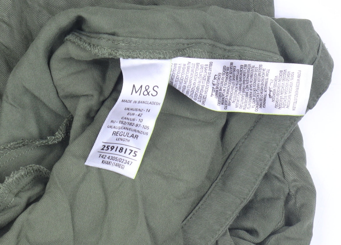 Marks and Spencer Green Henley Shirt Dress Women Size 14