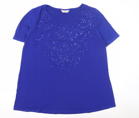 Womens UK Size L Isle Blue Basic T-Shirt