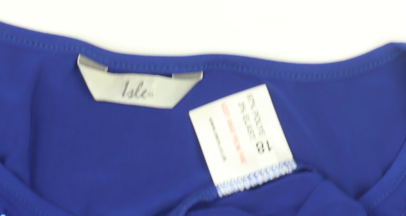 Womens UK Size L Isle Blue Basic T-Shirt