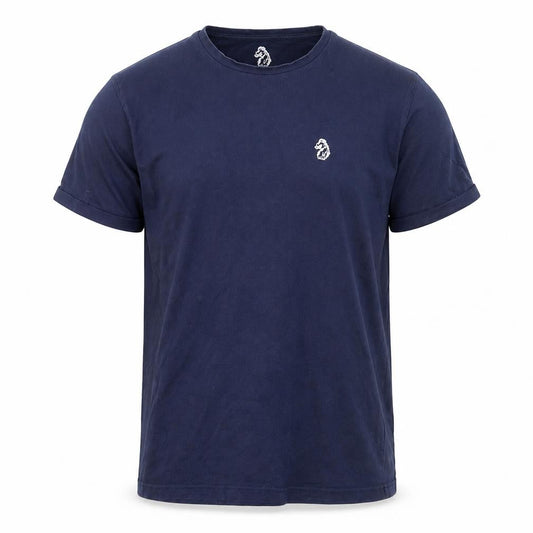 Front view of Luke Sport Men's Blue T-Shirt, size S, Crew Neck